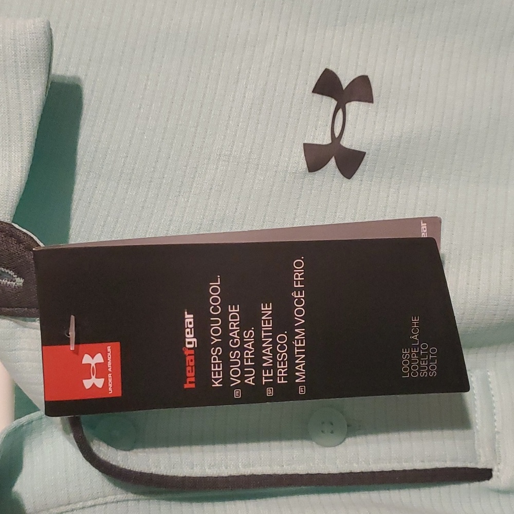 New Under Armour Men's M light blue polo style short sleeve shirt - Picture 3 of 5